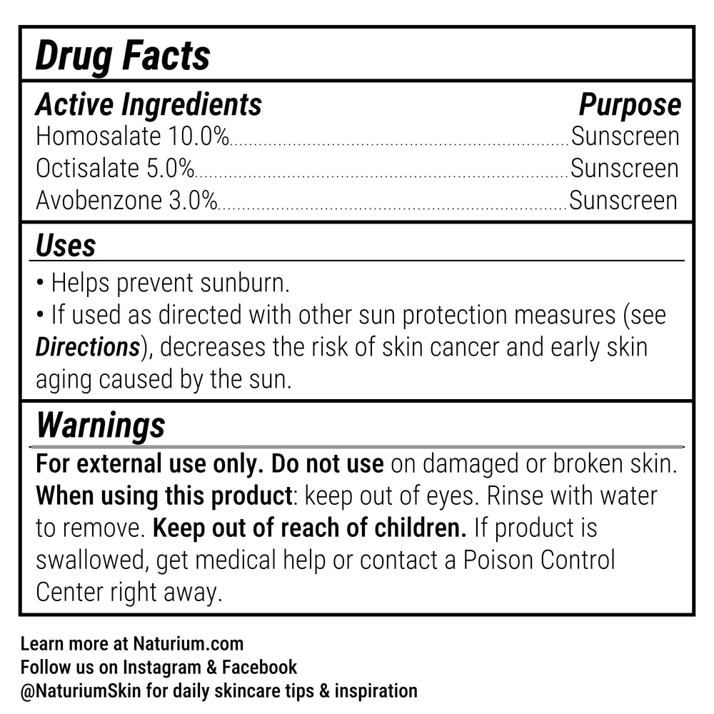Naturium Dew-Glow dip-cap guide showing precise sunscreen dosage.