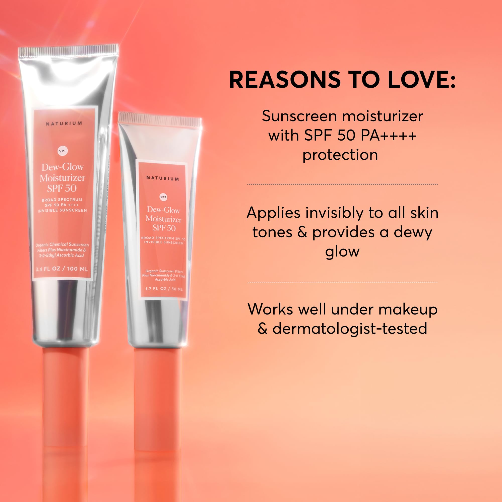 Naturium Dew-Glow Moisturizer SPF 50 packaging and cap design