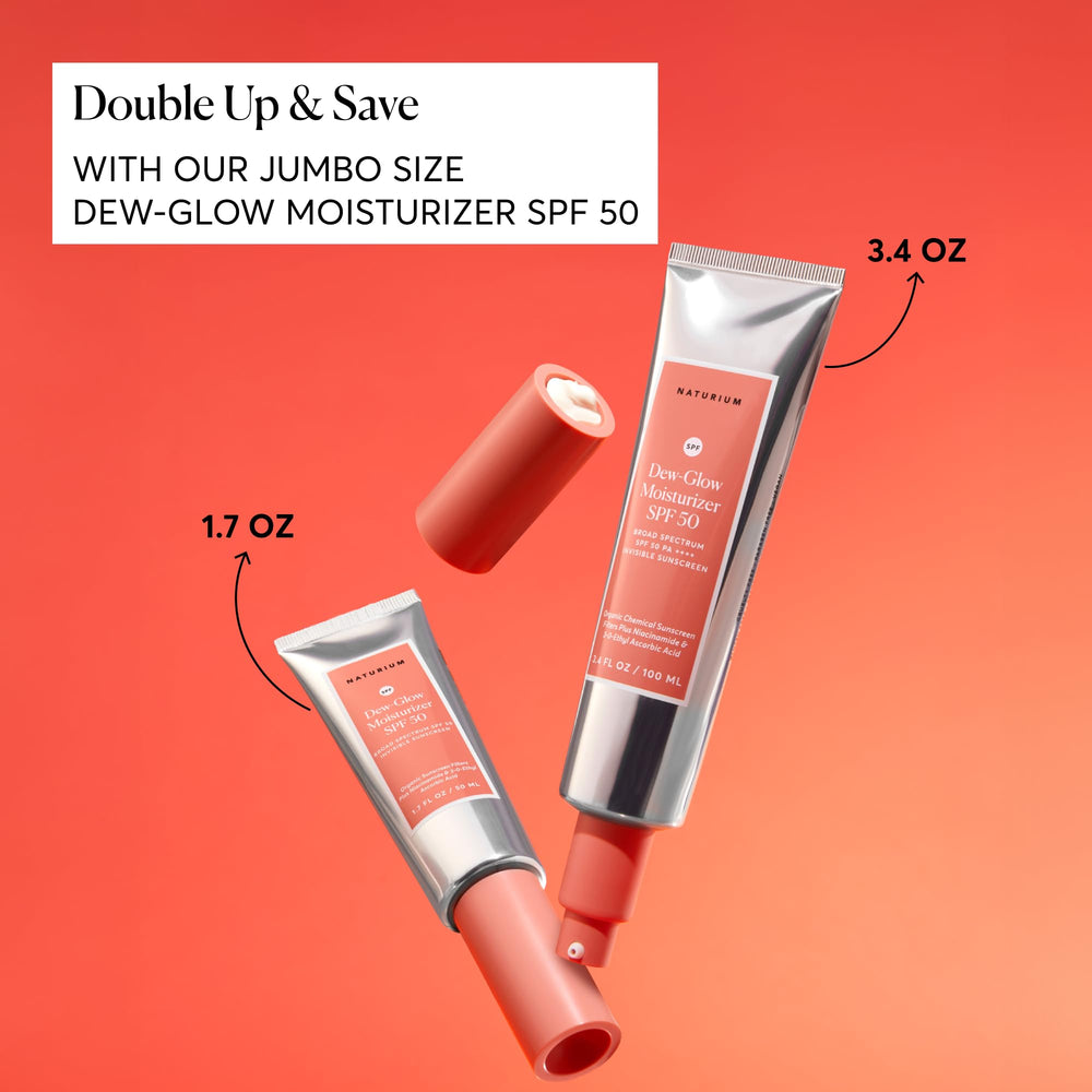 Naturium Dew-Glow Moisturizer SPF 50 used as a makeup base under foundation