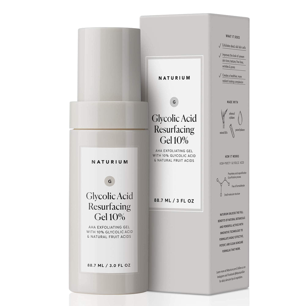 Naturium Glycolic Acid Resurfacing Gel 10% bottle for brightening and smoothing.