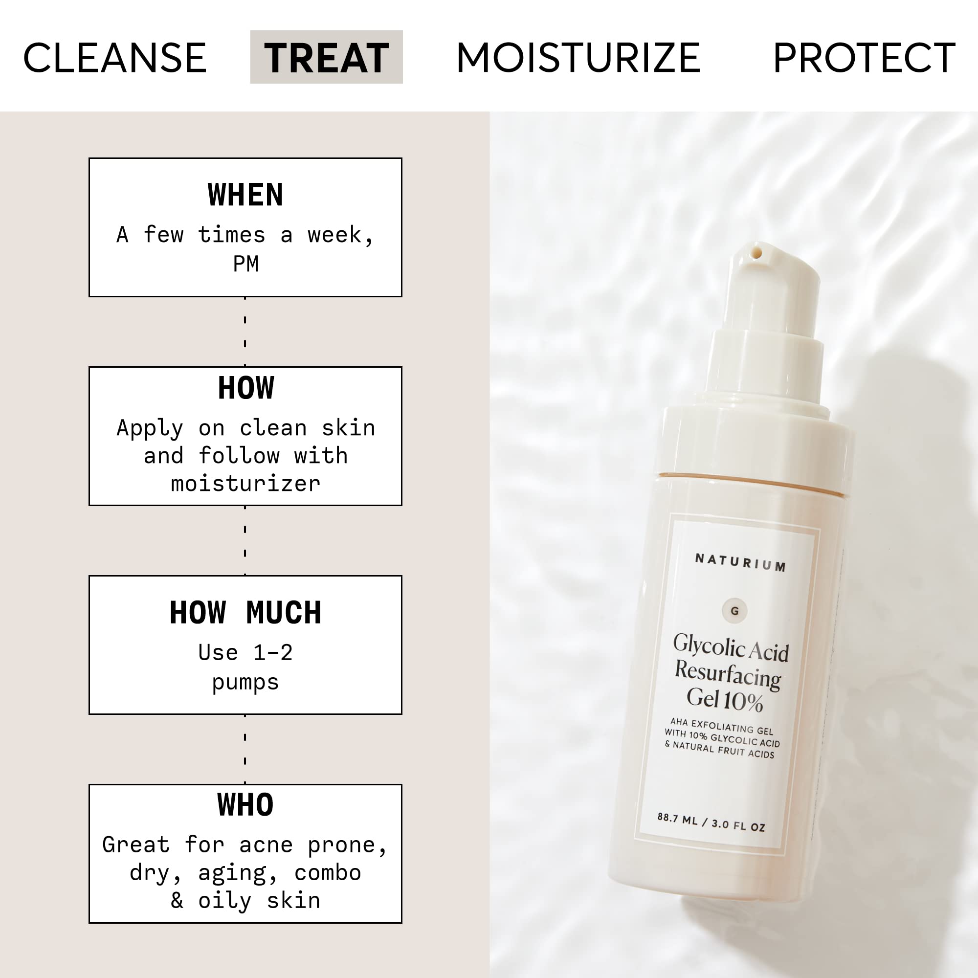 Close-up of gel texture; lightweight exfoliant for daily use.
