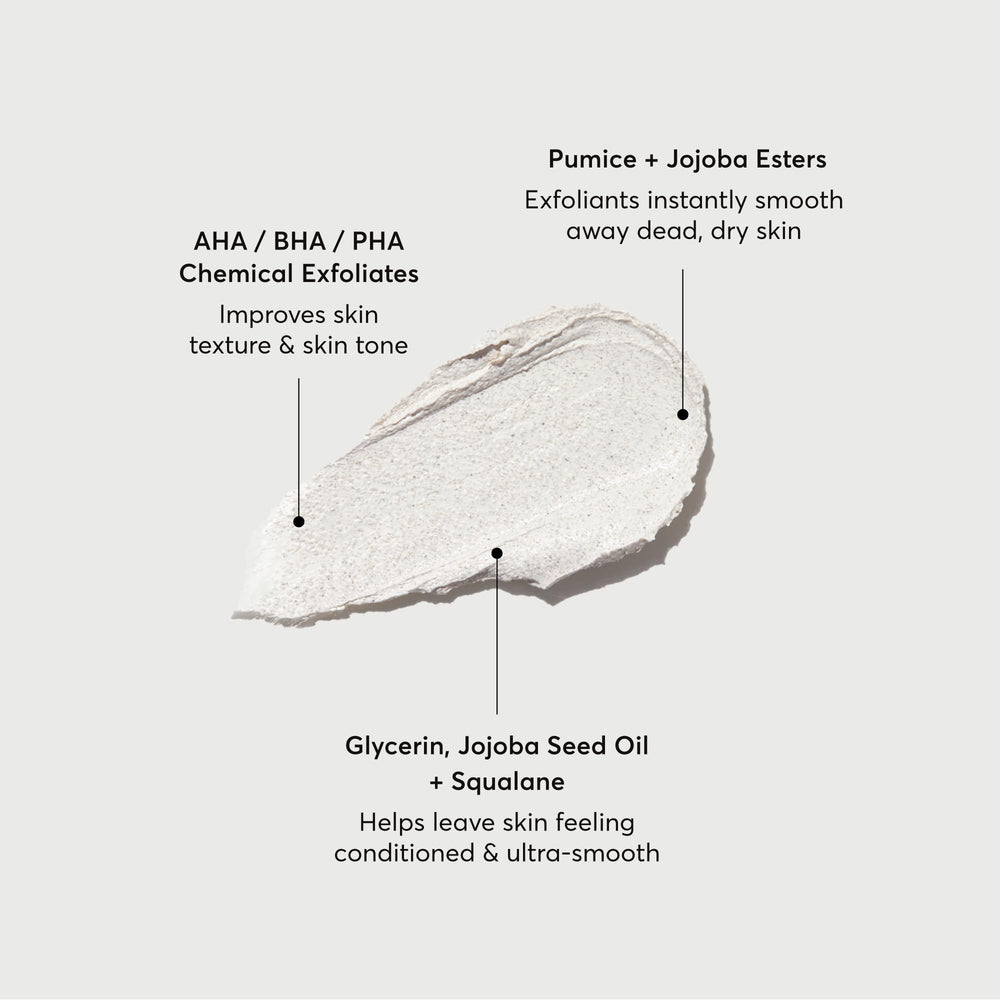 Pumice grains in Naturium KP scrub for physical exfoliation on dull areas