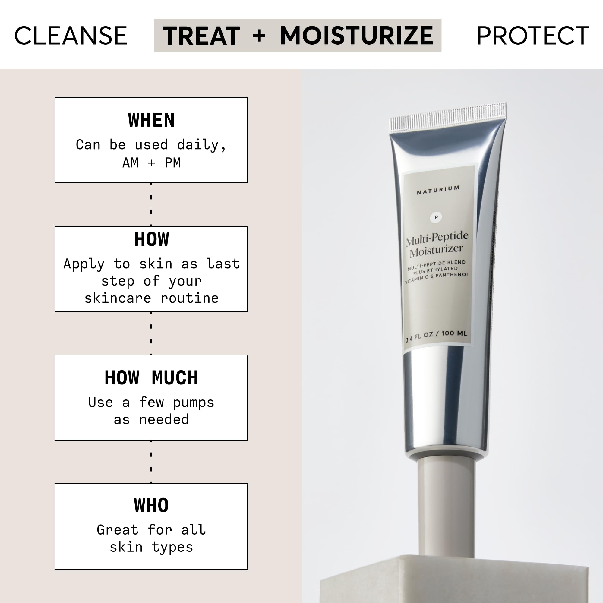 Naturium moisturizer swirl on hand, creamy texture ideal as daily primer.