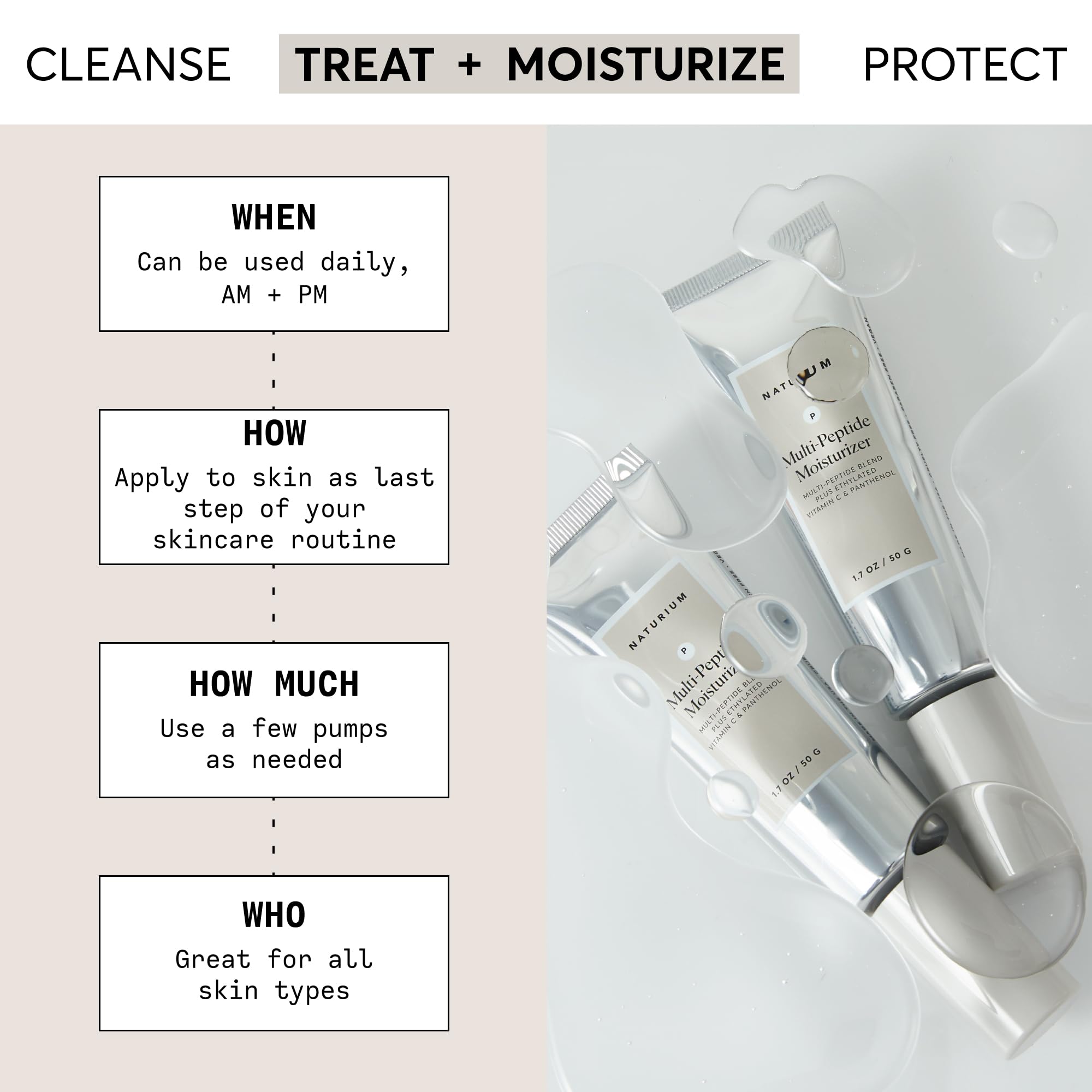 Cream swirl from Naturium Multi-Peptide Moisturizer suggesting rich texture
