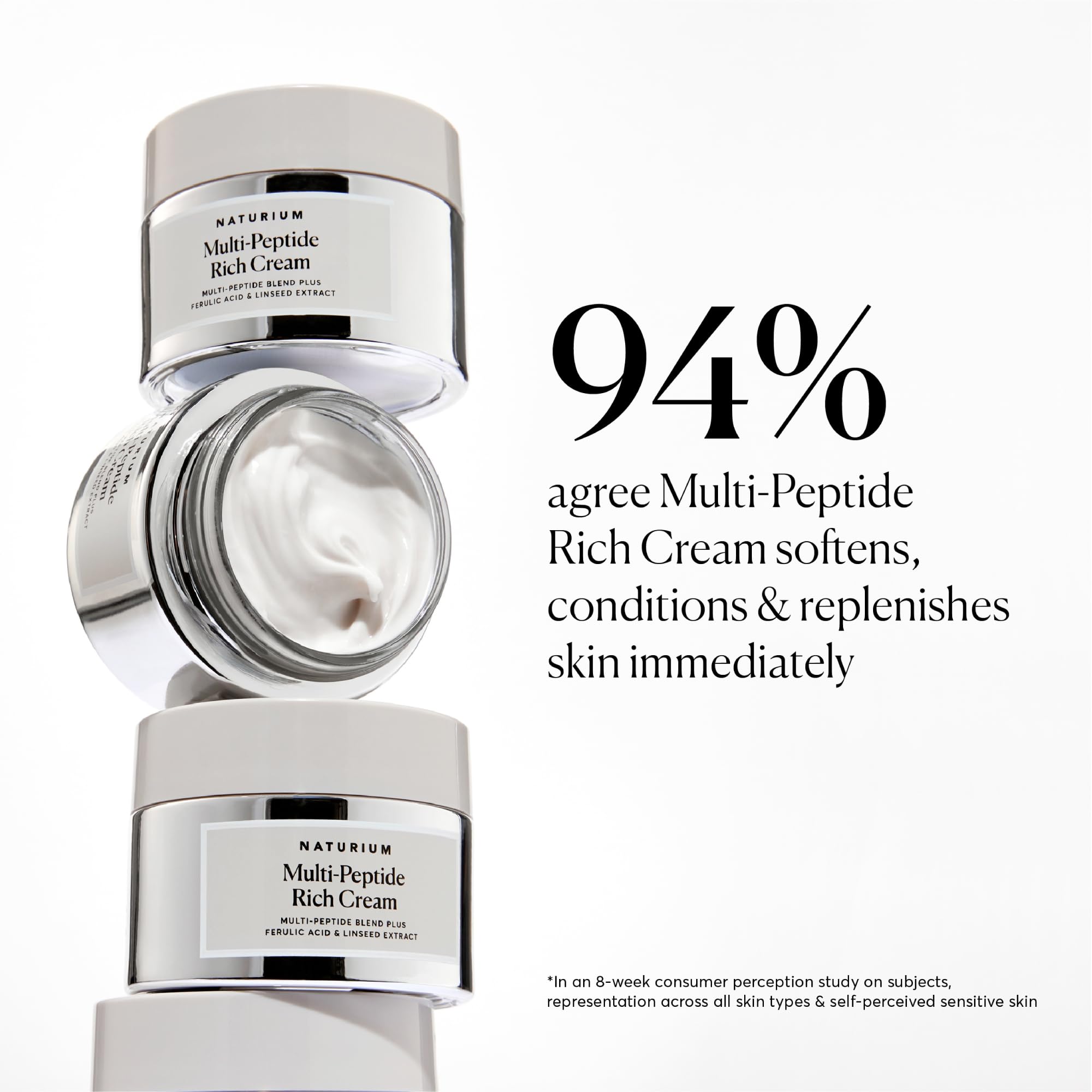Naturium Multi-Peptide Rich Cream highlights linseed extract for moisture retention.