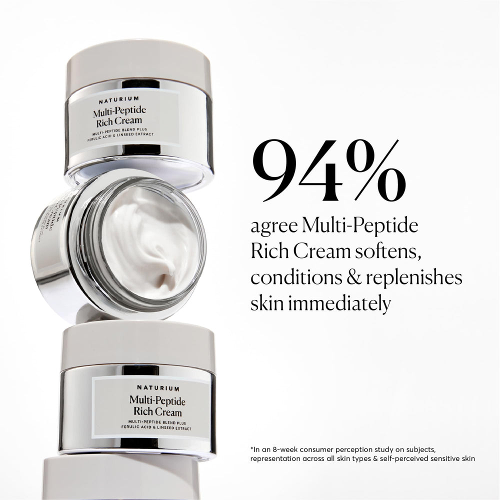 Naturium Multi-Peptide Rich Cream highlights linseed extract for moisture retention.