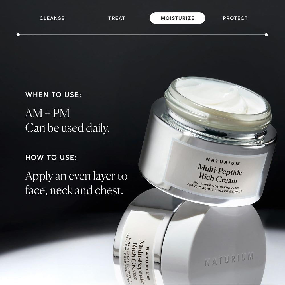 Vegan cruelty free label on Naturium Multi-Peptide Rich Cream packaging.