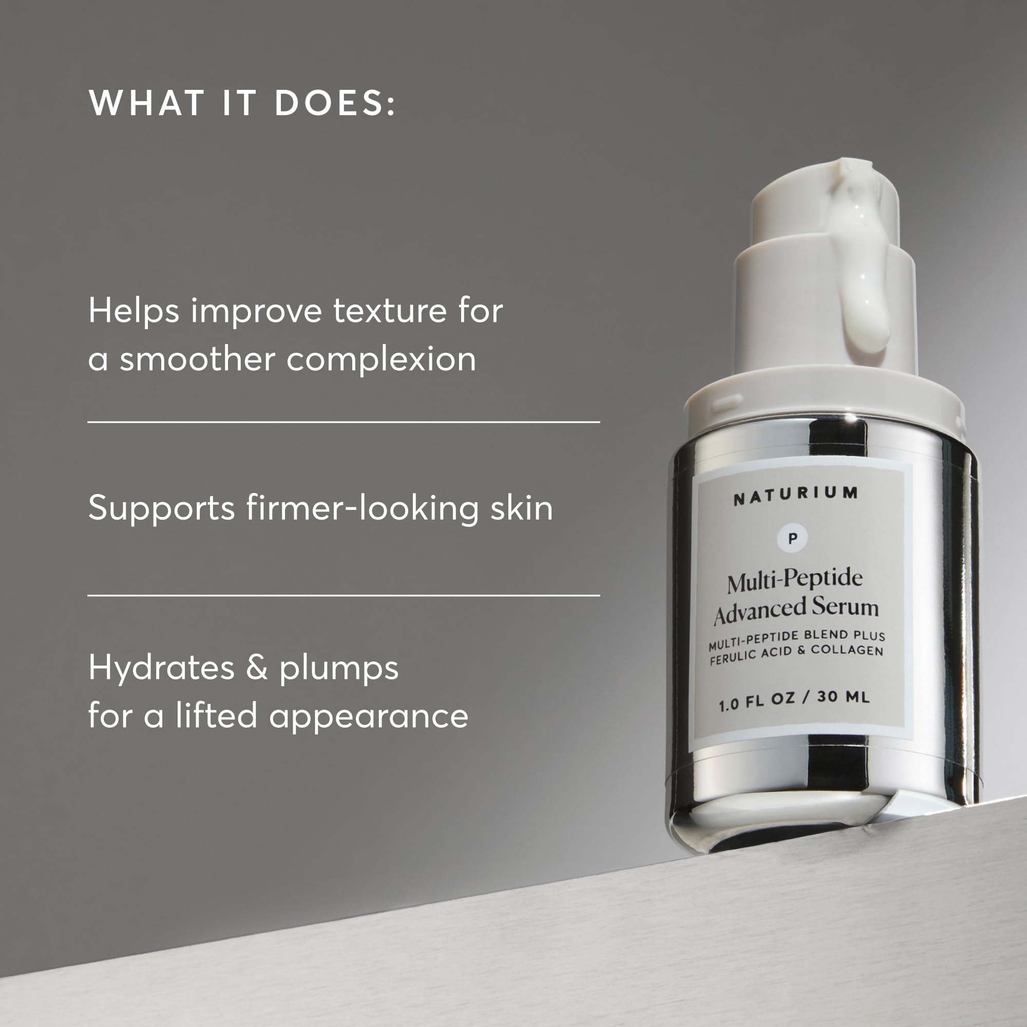Naturium Multi-Peptide Serum texture close-up showing smooth skin finish