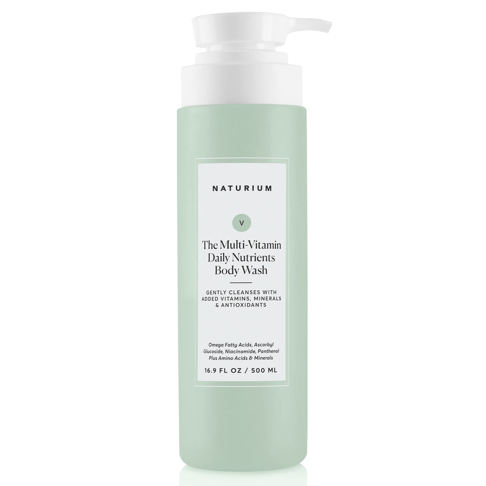 Naturium multi-vitamin daily nutrients body wash bottle showing hydrating formula for everyday use