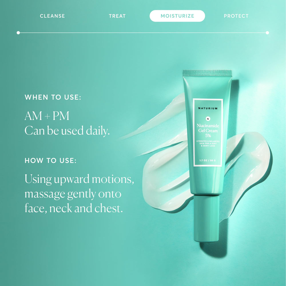 Naturium Niacinamide Gel Cream packaging highlights pH balanced formula