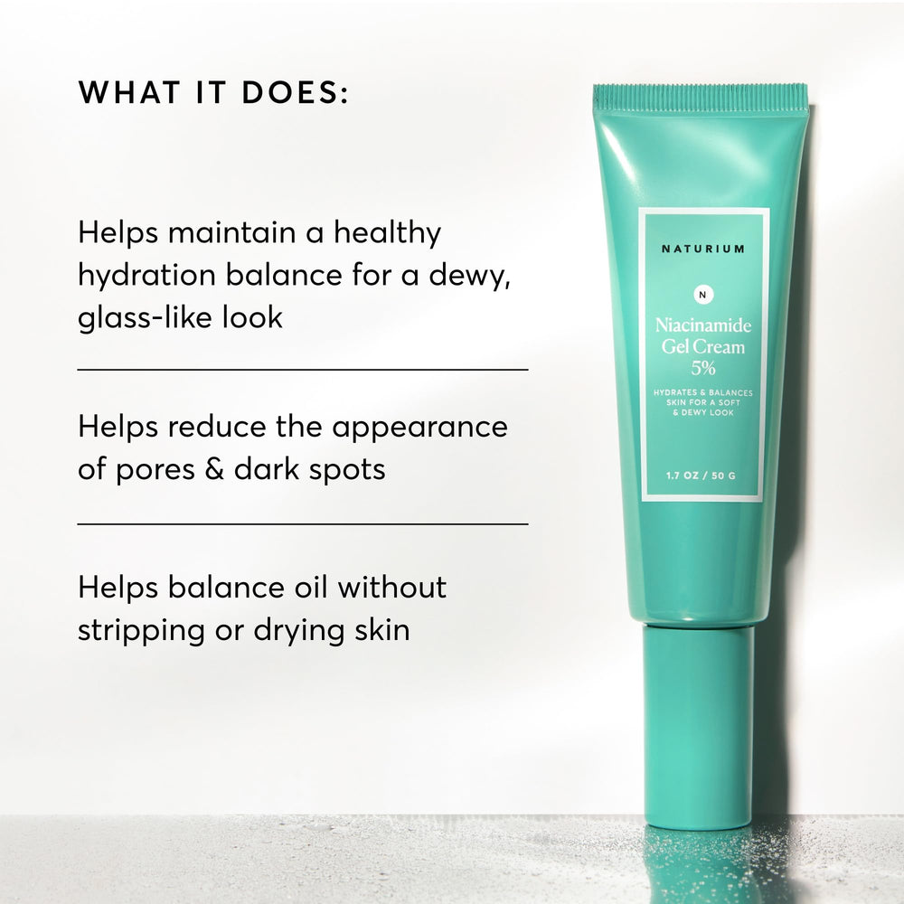 Naturium Niacinamide Gel Cream pump bottle on counter
