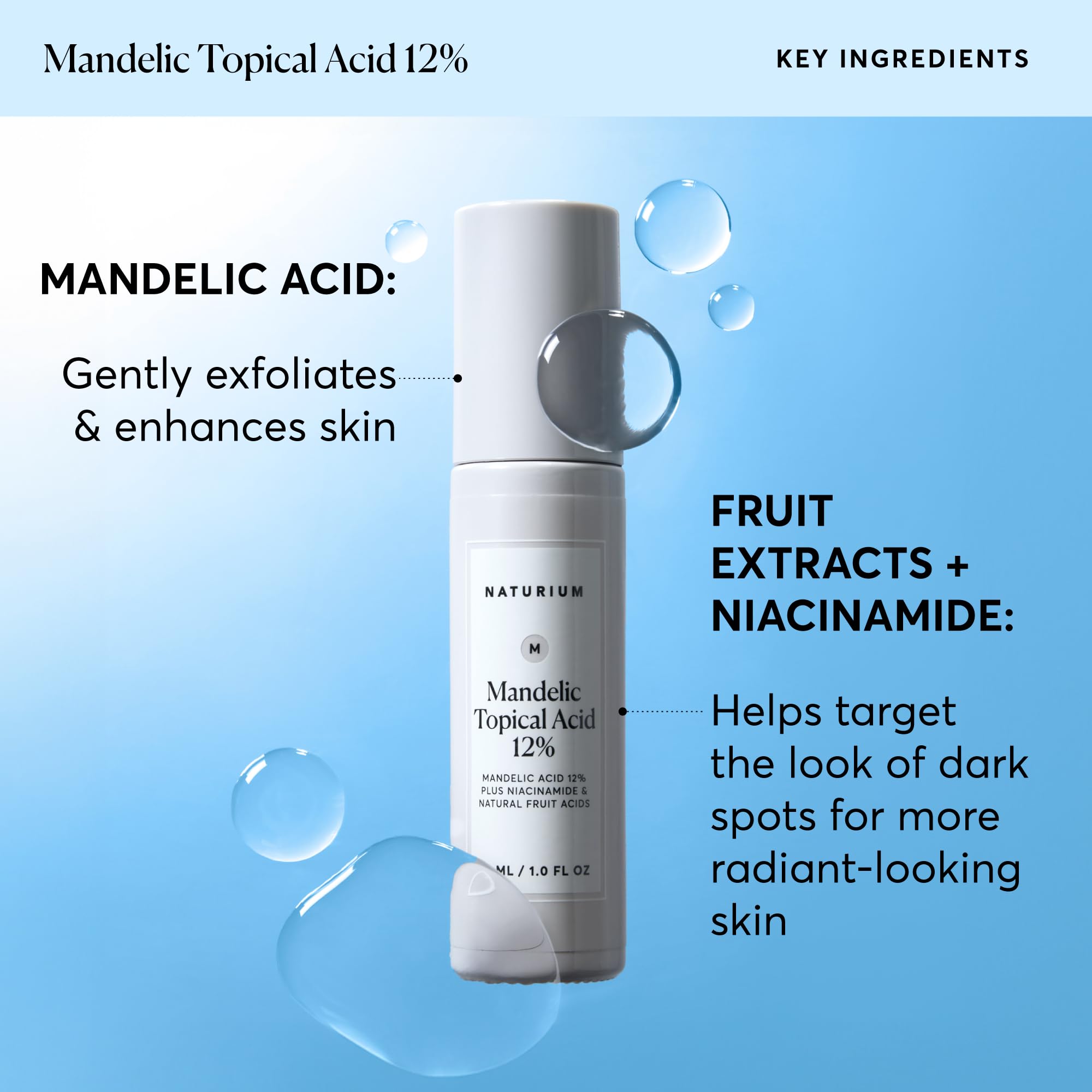 Naturium packaging and label communicates vegan, cruelty-free, and dermatologist-tested attributes.