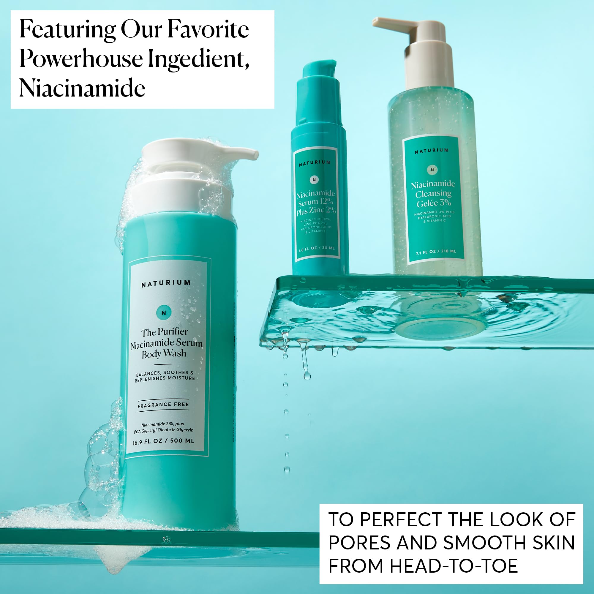 Naturium The Purifier Niacinamide Serum Body Wash ready for daily-use shower routine.