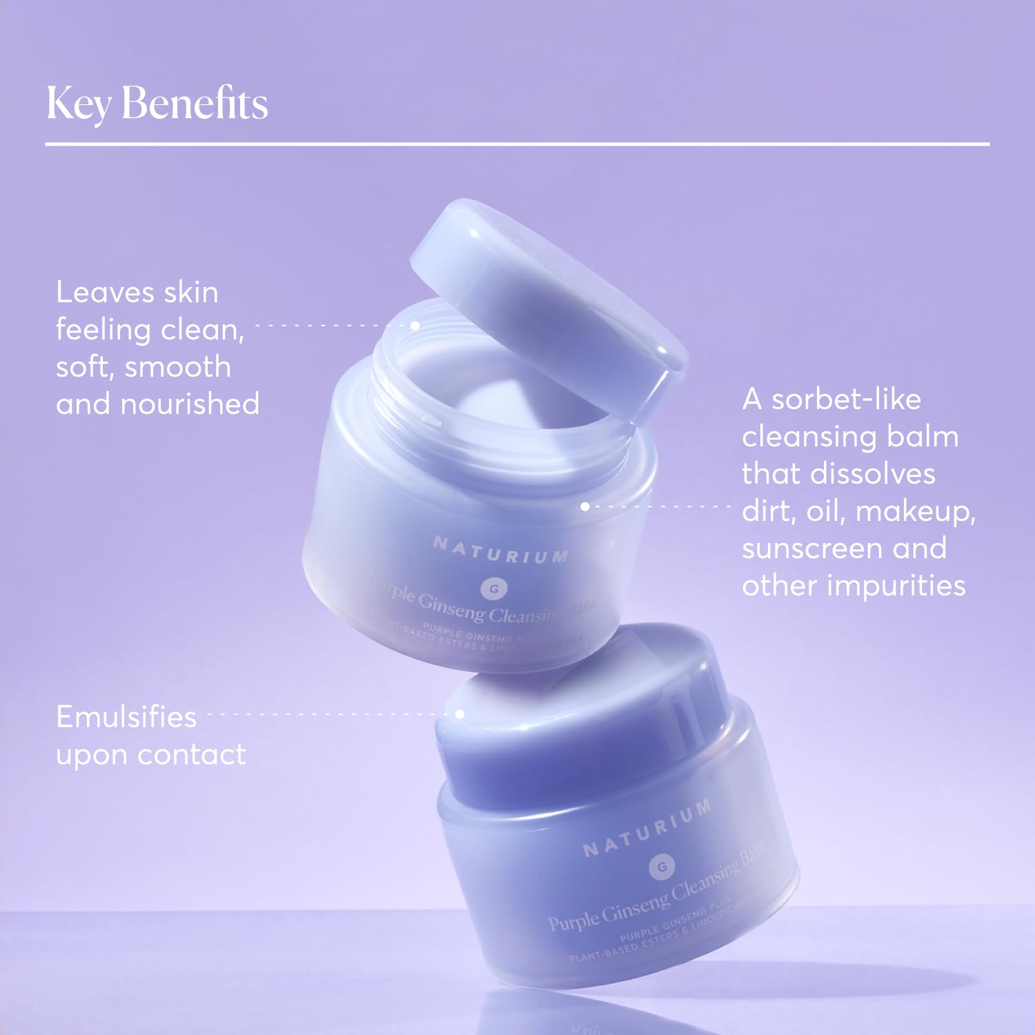 Naturium Purple Ginseng Cleansing Balm palm application demonstrating cleansing action