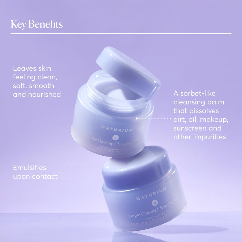 Naturium Purple Ginseng Cleansing Balm palm application demonstrating cleansing action