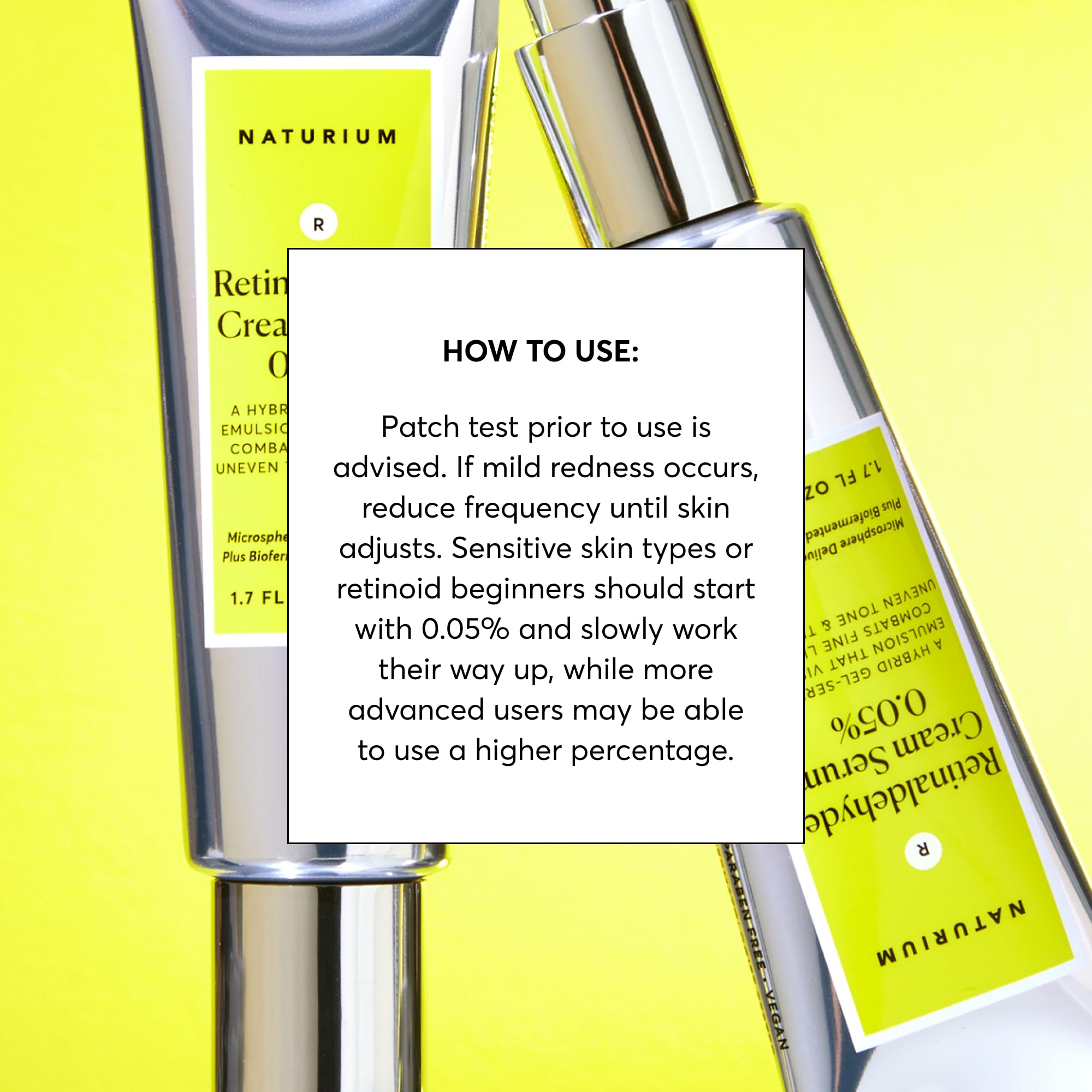 Naturium Retinaldehyde Cream Serum texture swatch showing lightweight finish.