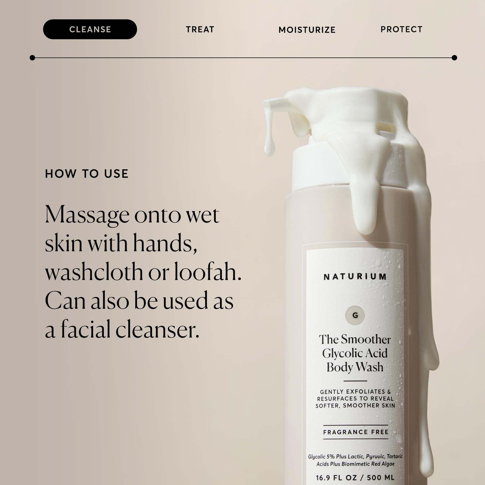Naturium The Smoother AHA blend ingredients panel indicates exfoliating action