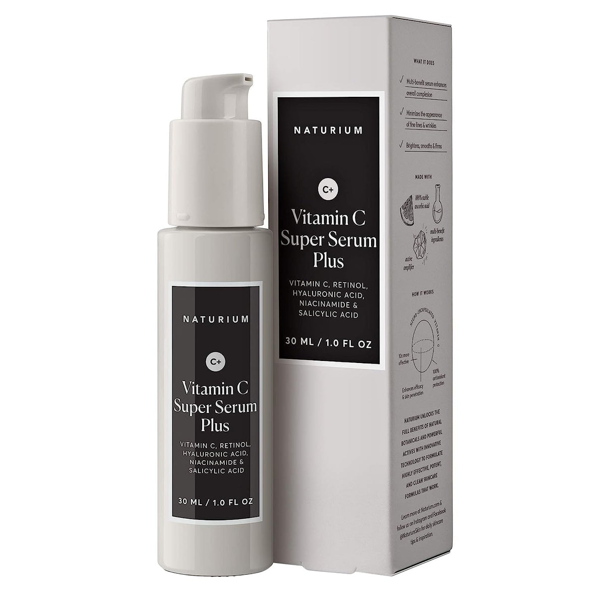 Naturium Vitamin C Super Serum Plus bottle closeup for brightening daily skincare routine