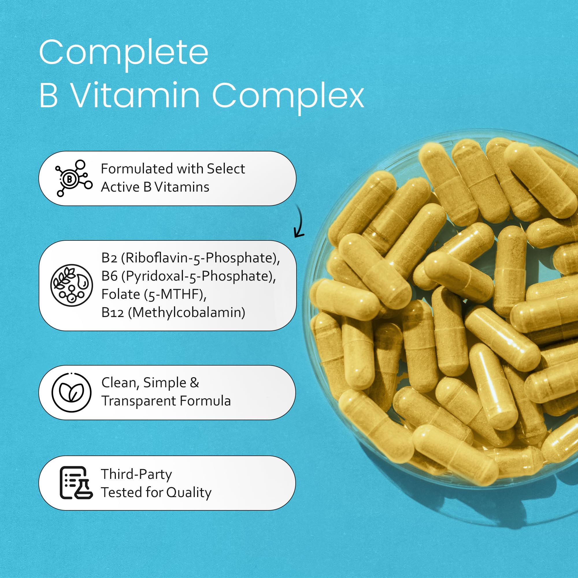 Close-up of NaturaLife Labs label highlighting active B vitamin forms.
