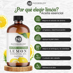 NaturoBliss lemon oil amber-glass bottle protects from UV light.