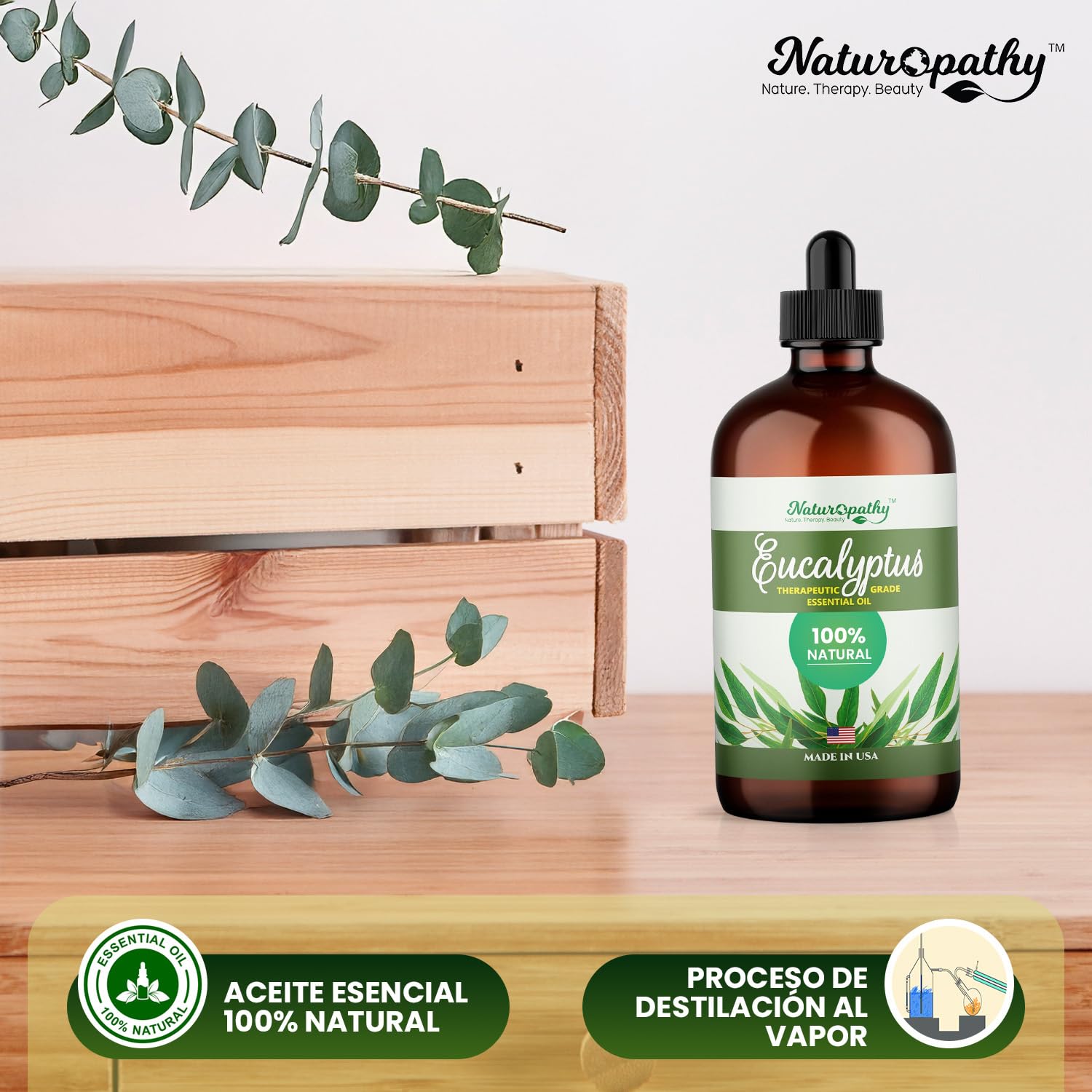 NATUROPATHY Eucalyptus oil with bath bombs for spa-like baths.
