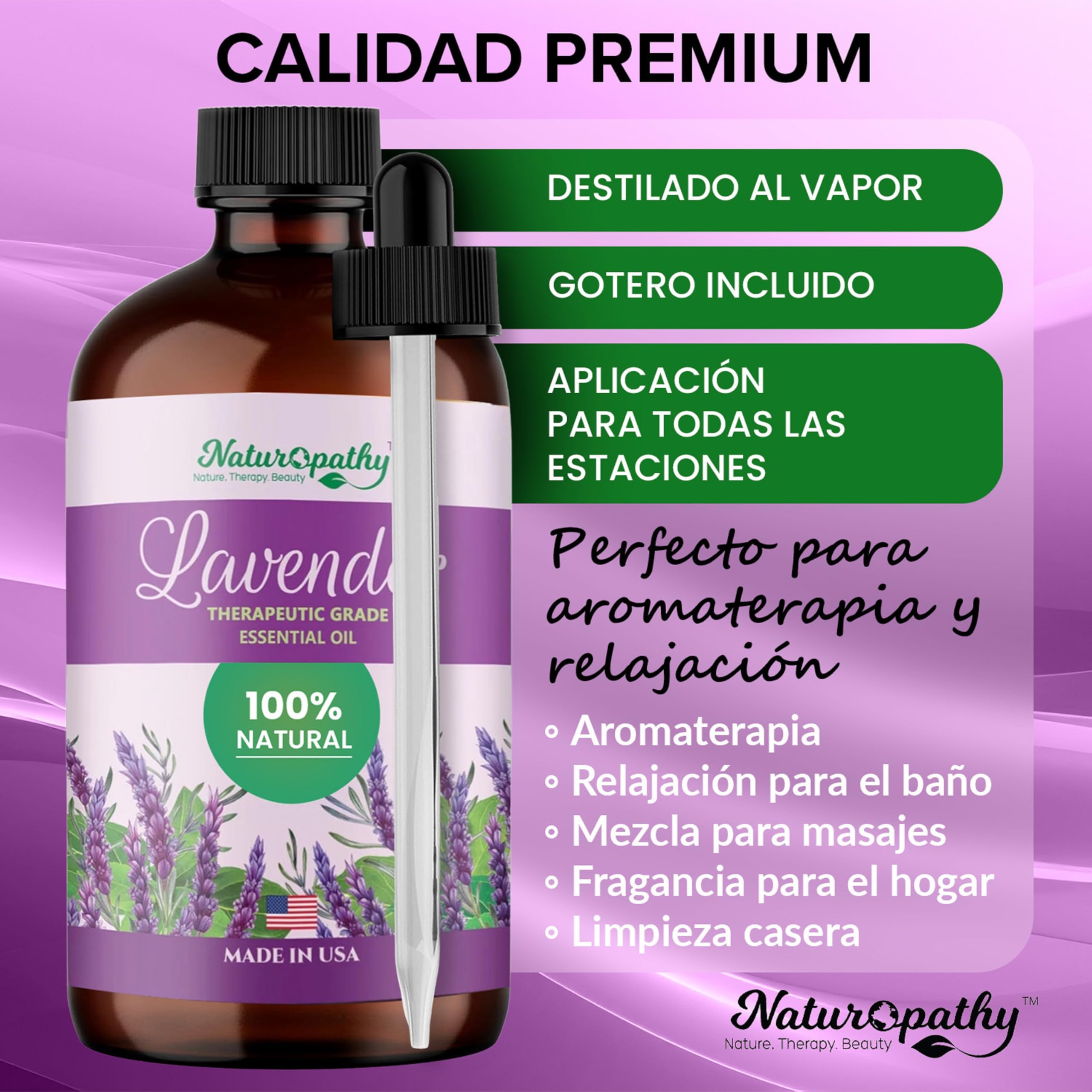 Naturopathy lavender oil applied to skin in a gentle care routine.