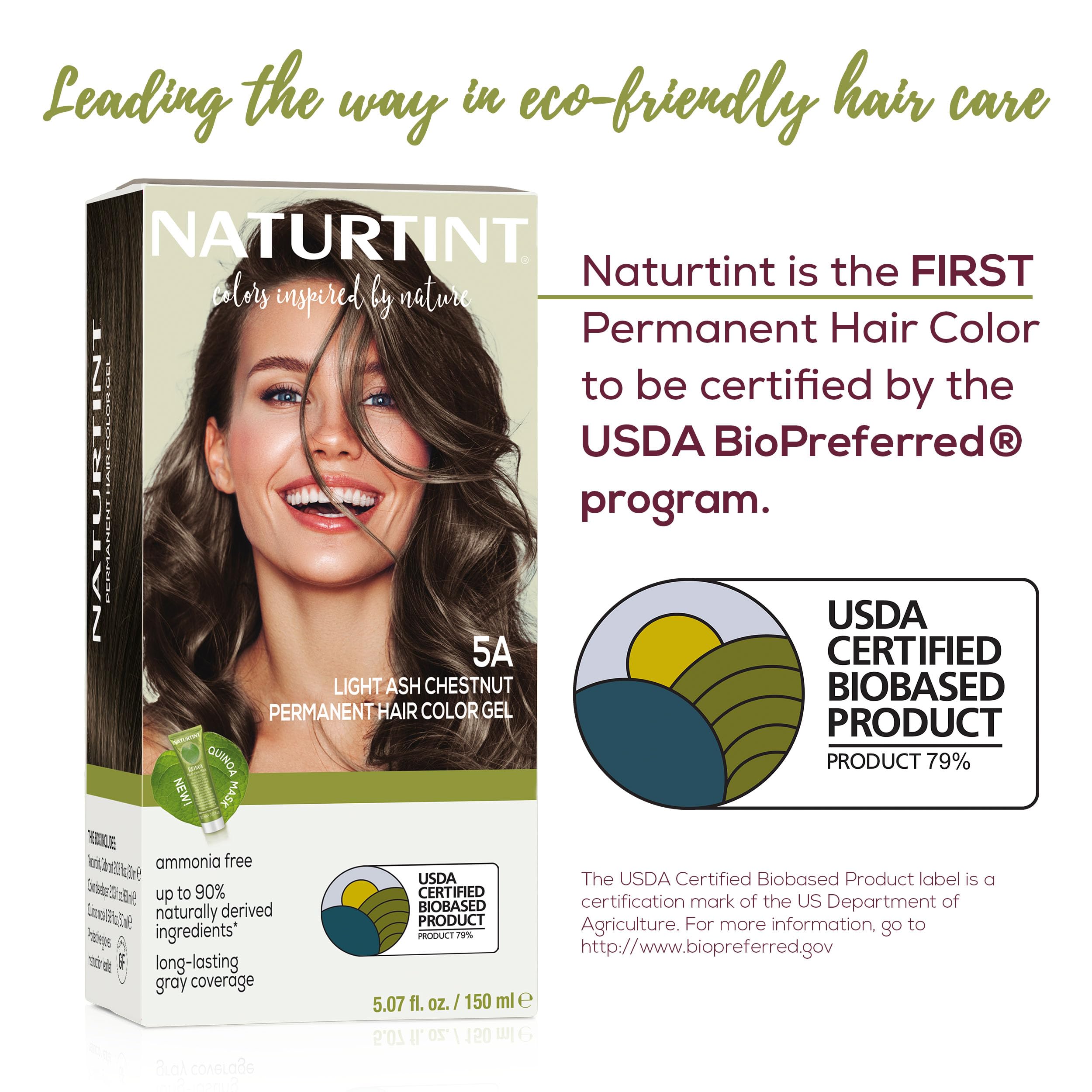 Naturtint 5A Light Ash Chestnut hair color in process on hair for even tone