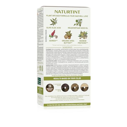 Naturtint 7A medium ash blonde kit with gloves enables mess-free home coloring.