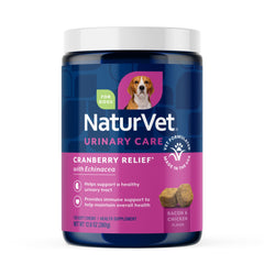 NaturVet Cranberry Relief Plus Echinacea bottle; supports urinary tract health for dogs.