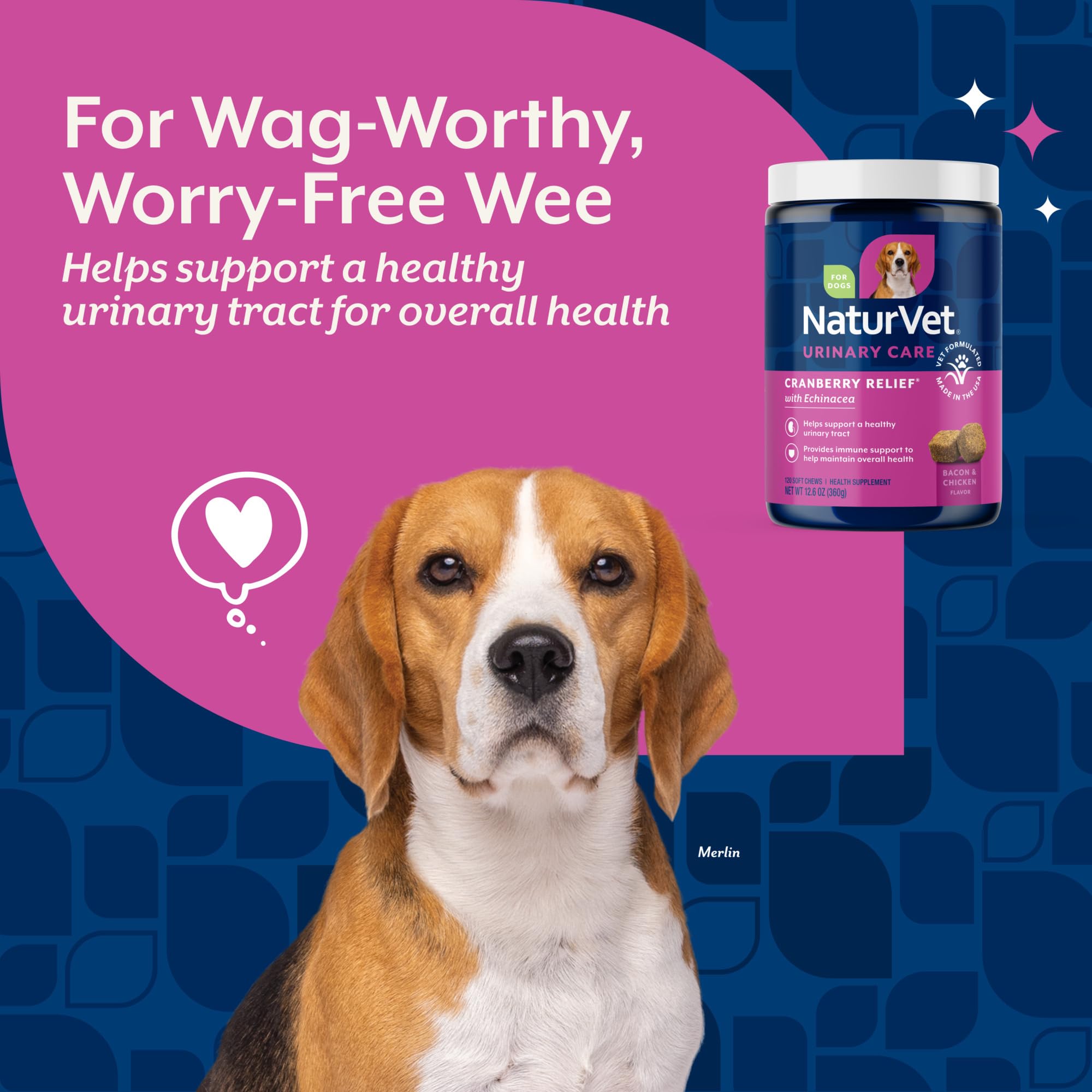 NaturVet Cranberry Relief Plus Echinacea packaging; convenient storage and dosing.