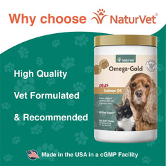 NaturVet Omega-Gold Plus chews used with dogs and cats for daily supplementation.