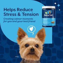 NaturVet Quiet Moments soft chews bacon chicken flavor shown for travel or storms.