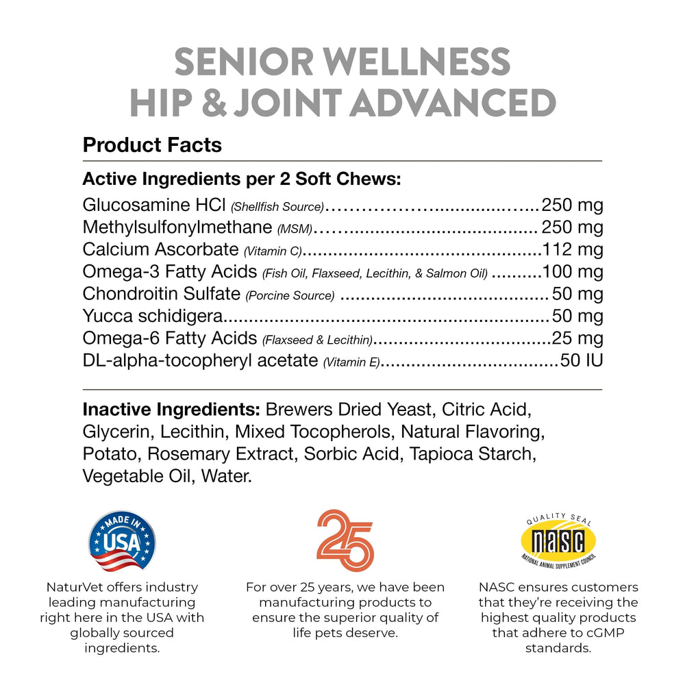 NaturVet Senior Wellness – formulation avancée pour animaux seniors.