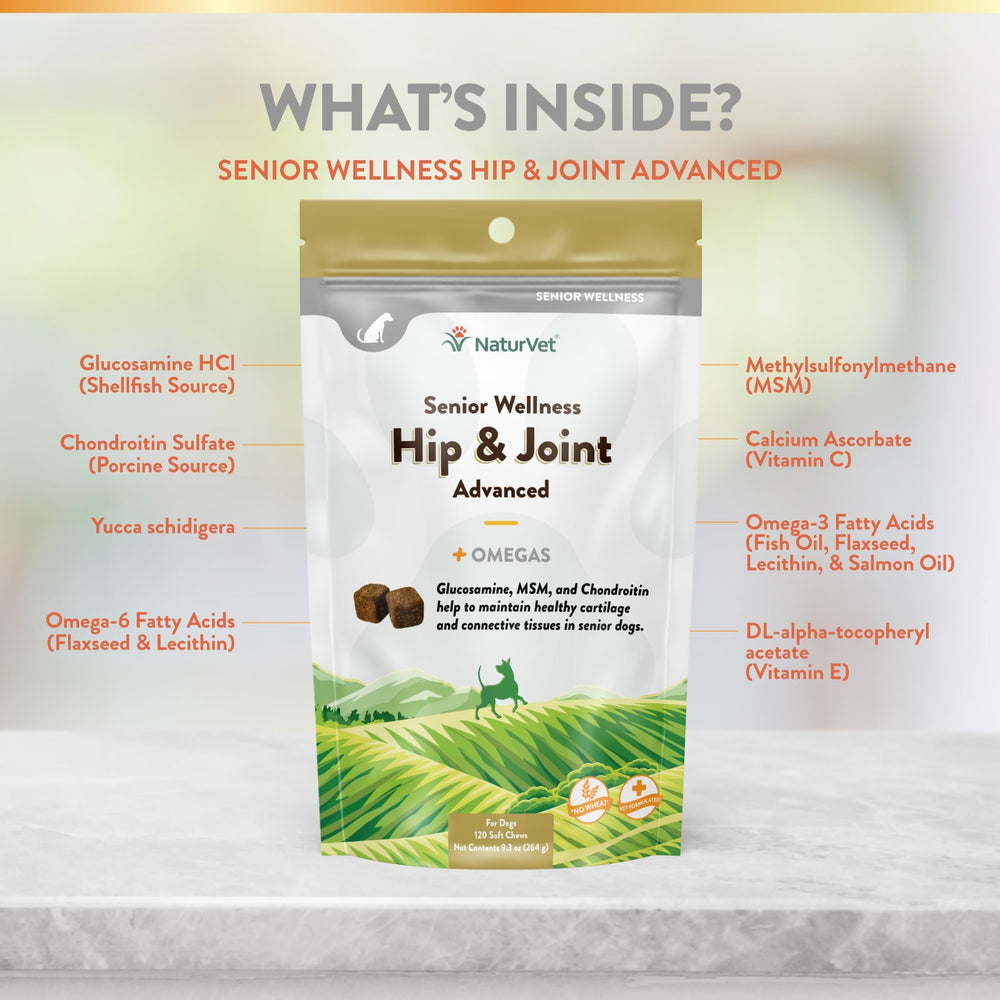 NaturVet Senior Wellness – Omegas pour le soutien des tissus conjonctifs.