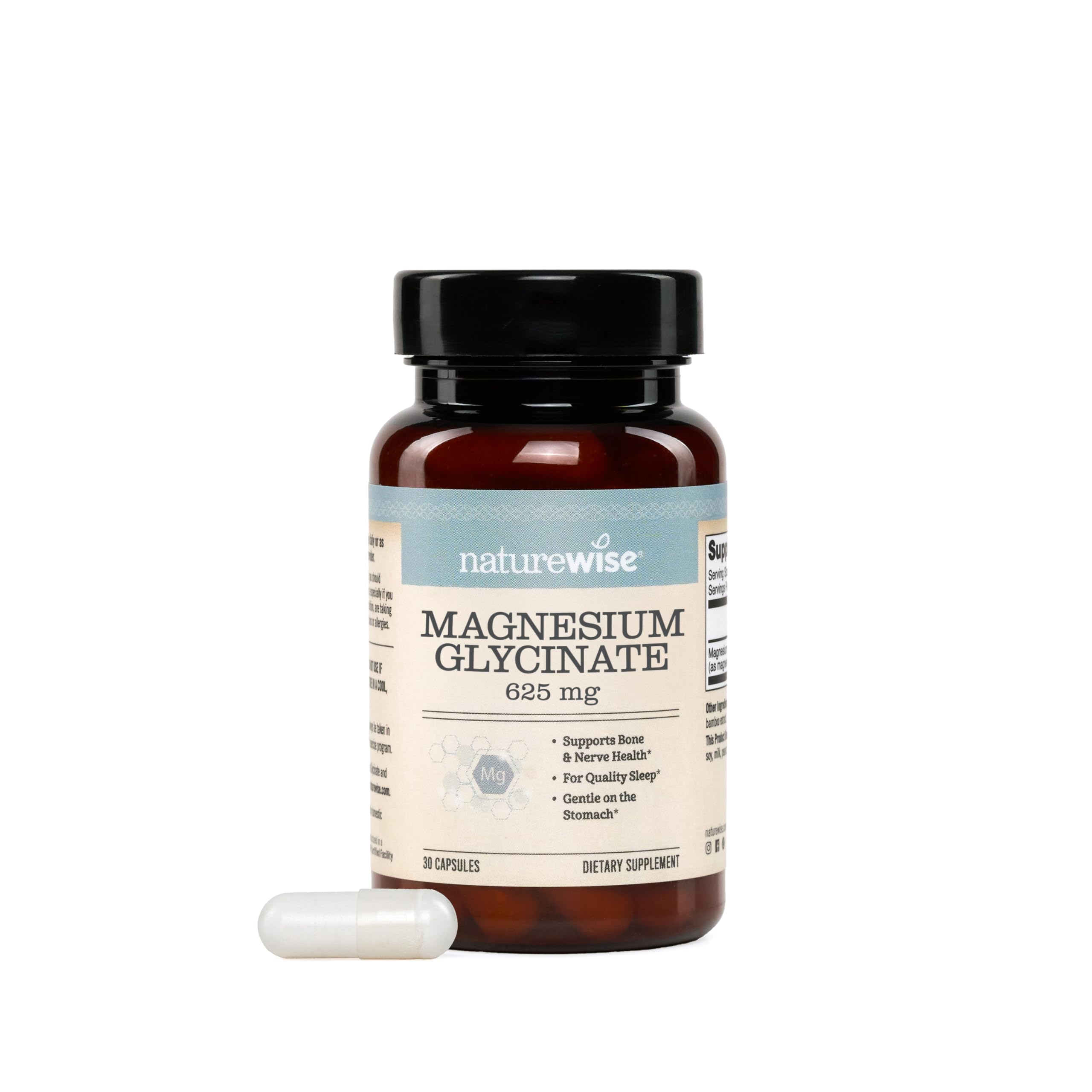 NatureWise Magnesium Glycinate bottle with high-absorption formula.