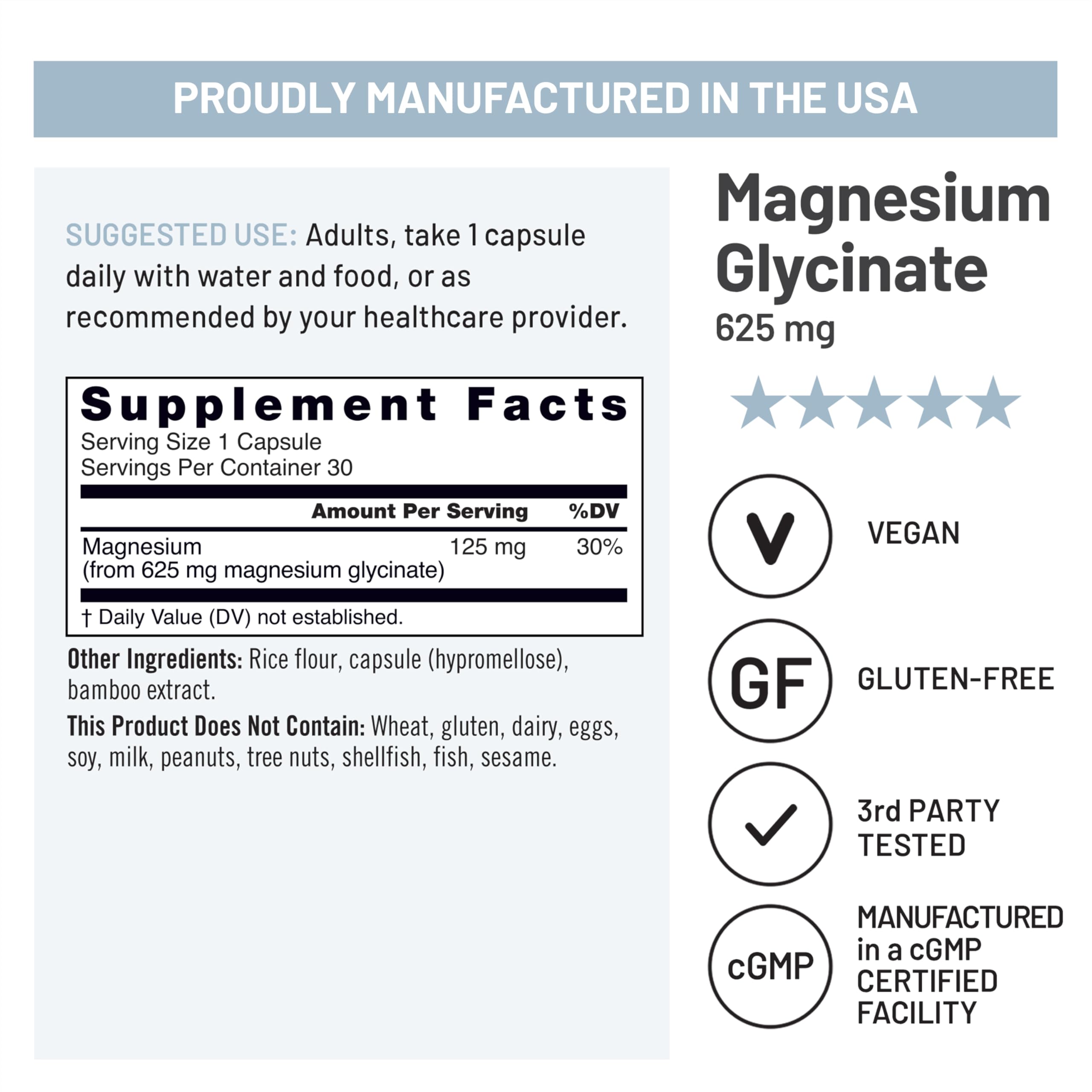 Third-party testing badge on NatureWise Magnesium Glycinate packaging.