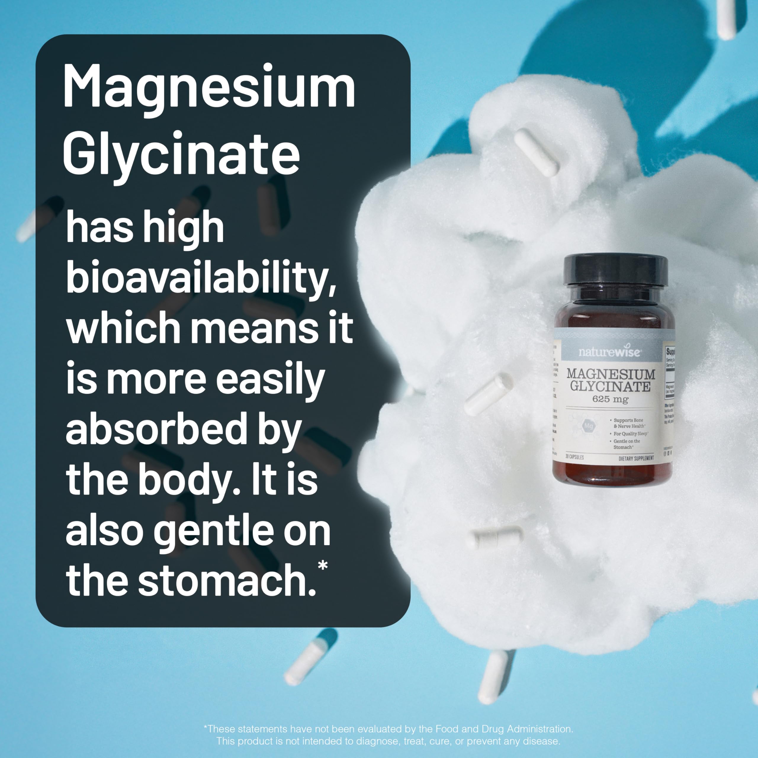 Vegan and non-GMO seal on NatureWise Glycinate packaging.