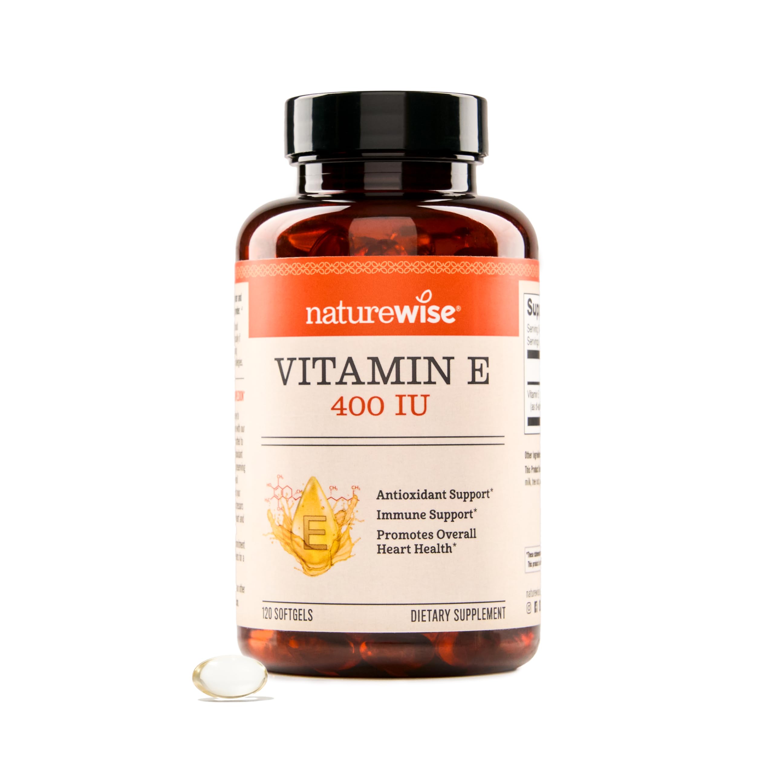 NatureWise Vitamin E softgels bottle front view highlighting immune support