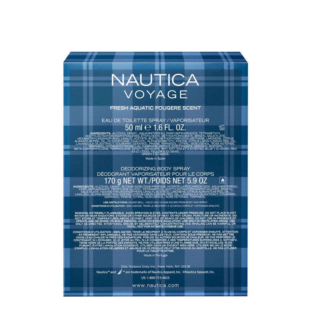 Nautica Voyage deodorant spray shows sleek 6oz can.