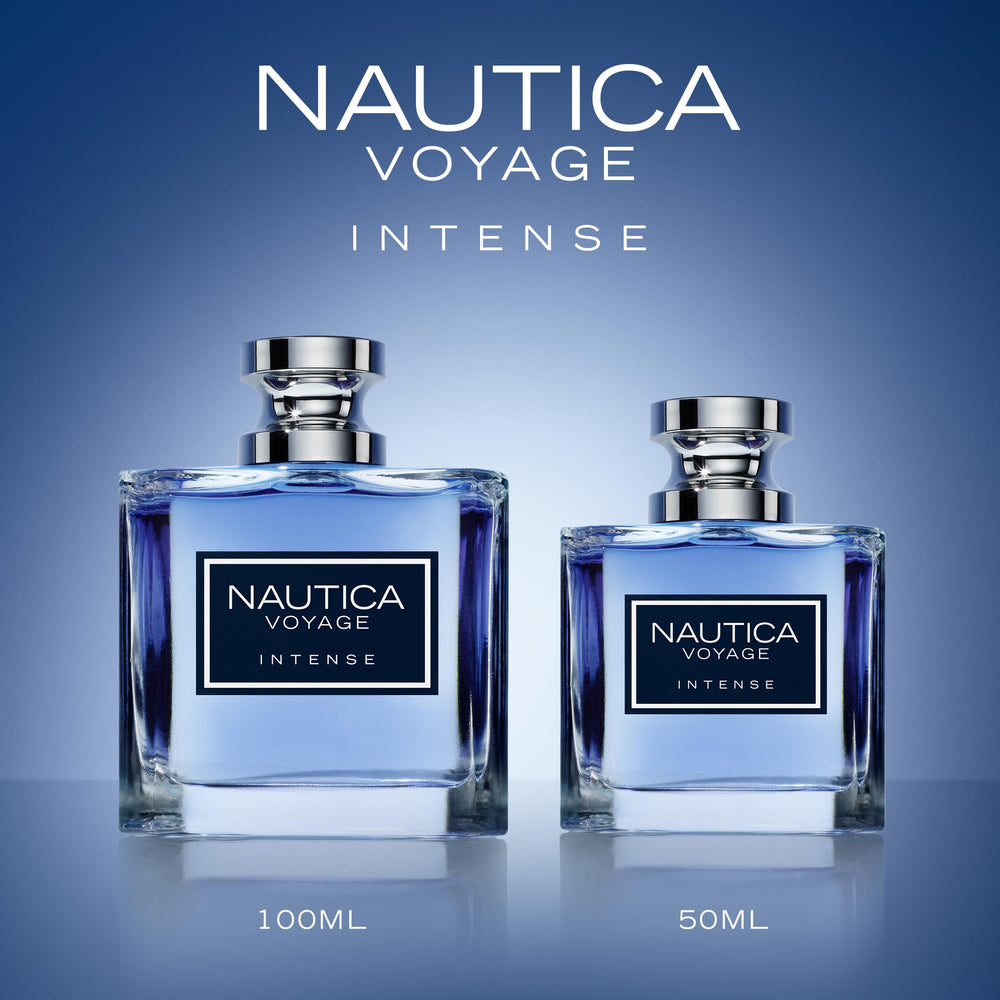 Nautica Voyage Intense cap off for easy application.