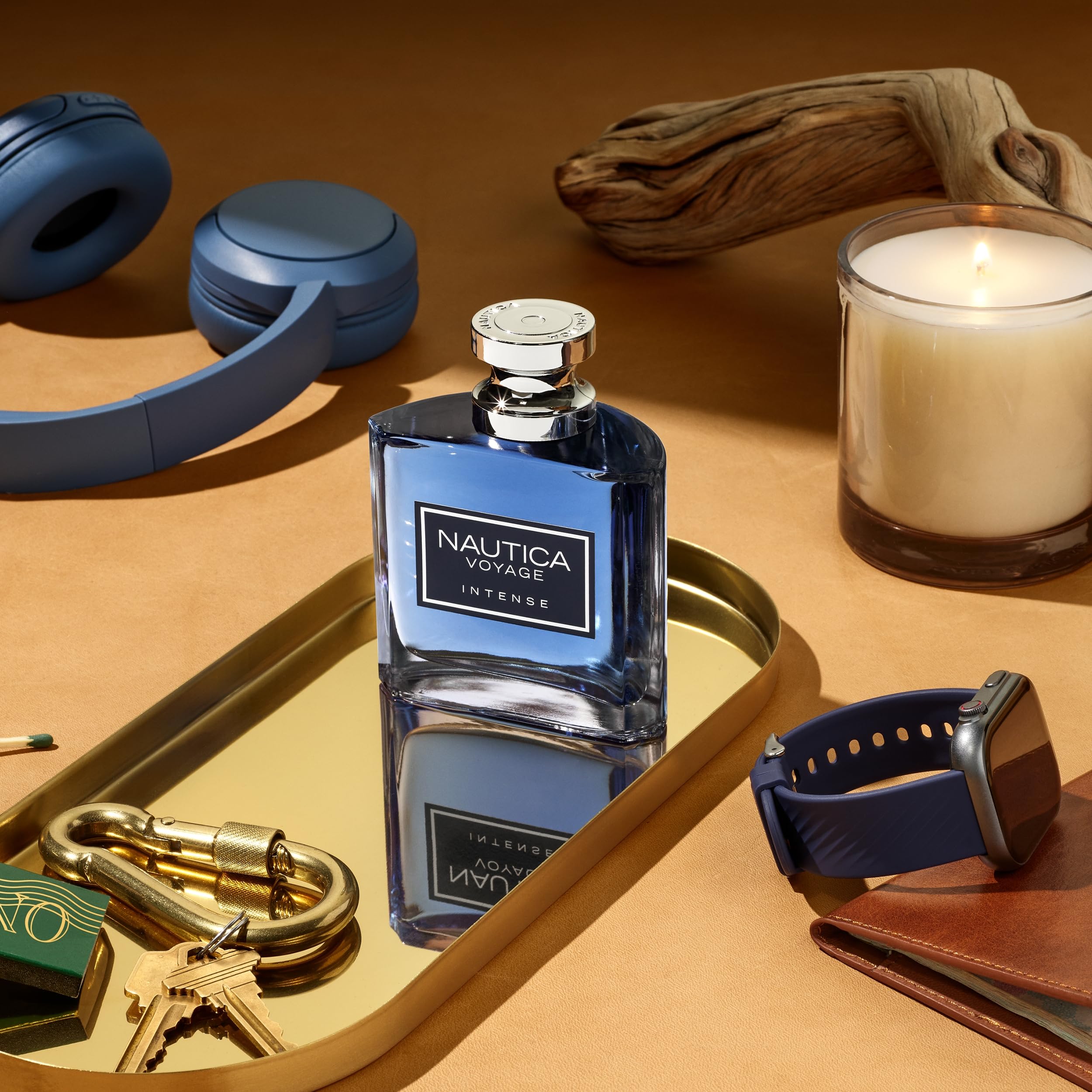 Nautica Voyage Intense travel-size bottle ready for travel.