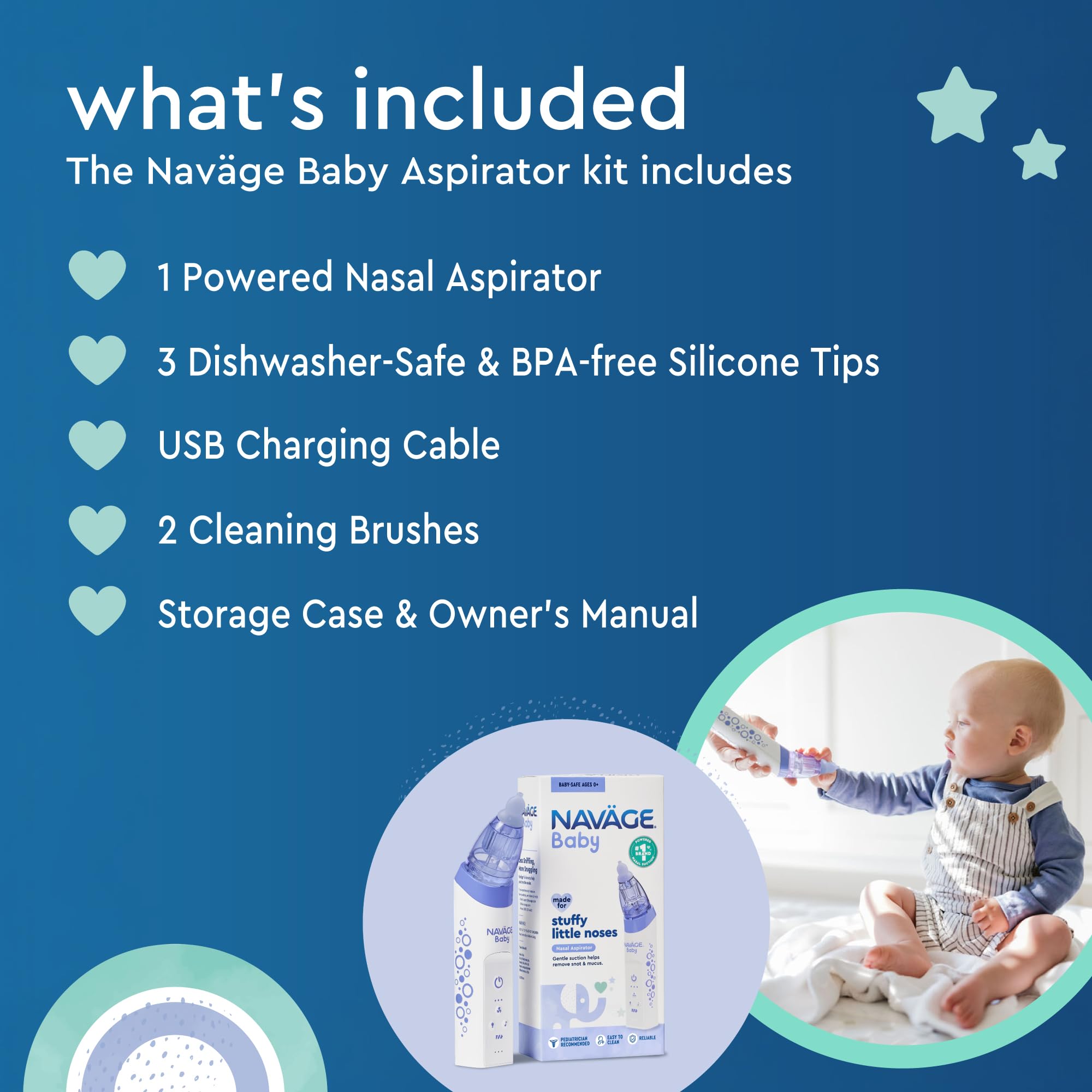 Navage suction levels illustration showing three adjustable settings for comfort