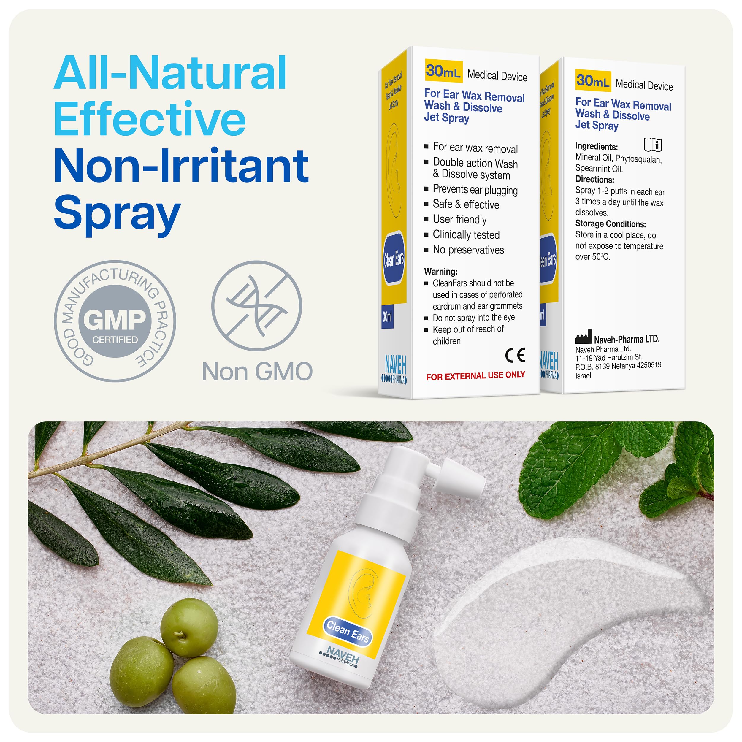 NAVEH PHARMA CleanEars spearmint essence offers refreshing aroma and antiseptic notes