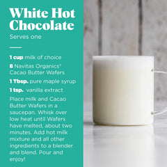 Navitas Organics cacao butter wafers used in baking for moisture and depth in desserts.