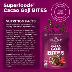 Close up of chewy bites with cacao and goji for a plant based snack