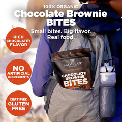 Navitas Organics Chocolate Brownie Bites ingredients close-up showing real-food components