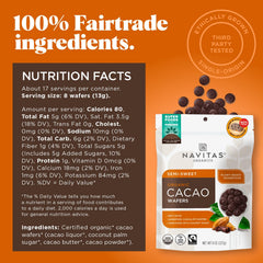 Navitas Organics Semi-Sweet Cacao Wafers in a bowl ready for cookies and brownies