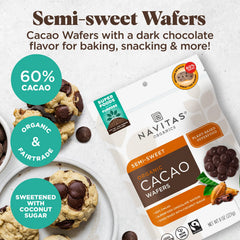 Navitas Organics Semi-Sweet Cacao Wafers melted for silky ganache and dessert sauces
