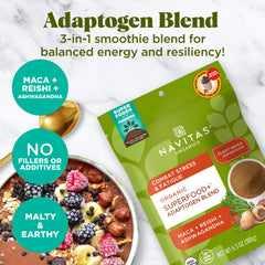 Malty, earthy flavor complements cacao and nut butters in Navitas blend