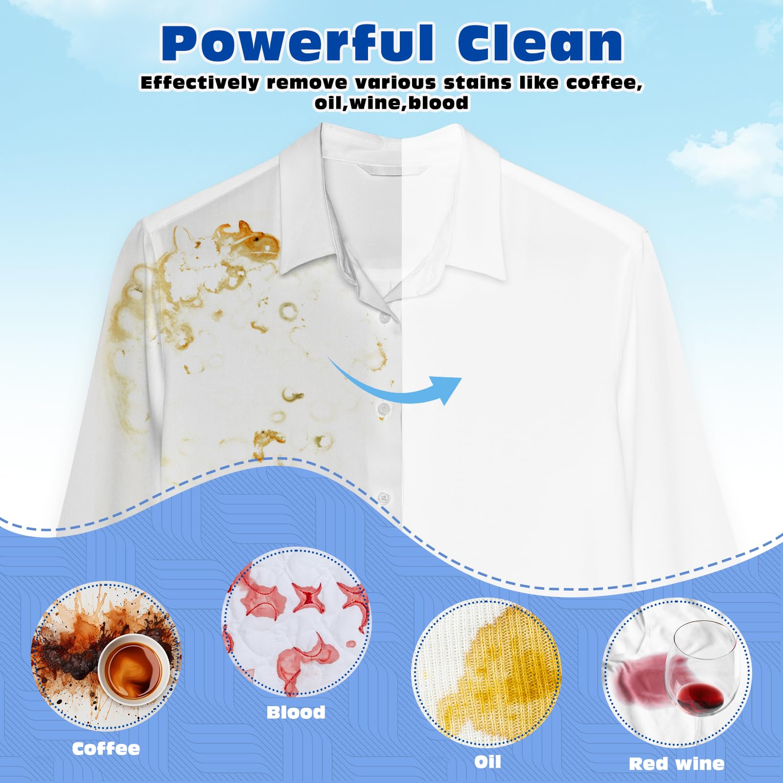 Navona active enzymes stain removal visual emphasizing deep cleaning without residue.
